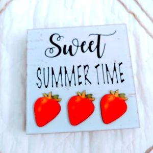 Wooden Strawberry. Sweet Summertime Decorative Sign